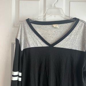 PINK Varsity Long Sleeve T-Shirt Black and Grey Size L